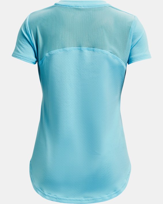 Girls' HeatGear® Armour Short Sleeve, Blue, pdpMainDesktop image number 1